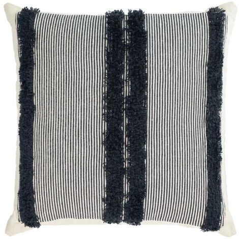 Kave Home - Housse De Coussin Margarte 100% Coton à Rayures Noir Et Blanc 45 X 45 Cm - Noir 3 Kave Home - Housse De Coussin Margarte 100% Coton à Rayures Noir Et Blanc 45 X 45 Cm - Noir
