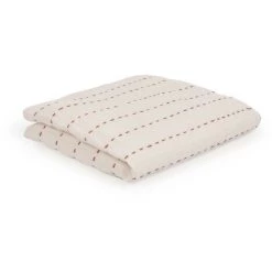 Kave Home - Plaid Avidal 100% Coton Blanc à Rayures Terracotta 70 X 70 Cm - Blanc