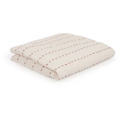 Kave Home - Plaid Avidal 100% Coton Blanc à Rayures Terracotta 70 X 70 Cm - Blanc 3 Kave Home - Plaid Avidal 100% Coton Blanc à Rayures Terracotta 70 X 70 Cm - Blanc