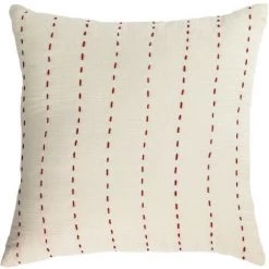 Kave Home - Housse De Coussin Avidal 100% Coton Blanc à Rayures Terracotta 45 X 45 Cm - Blanc
