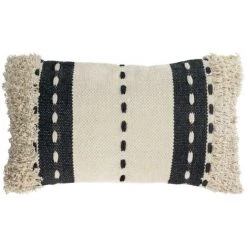 Kave Home - Housse De Coussin Agripa 100 % Coton Naturel Et Noir 30 X 50 Cm - Naturel
