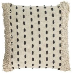 Kave Home - Housse De Coussin Agripa 100 % Coton Naturel Et Noir 45 X 45 Cm - Naturel