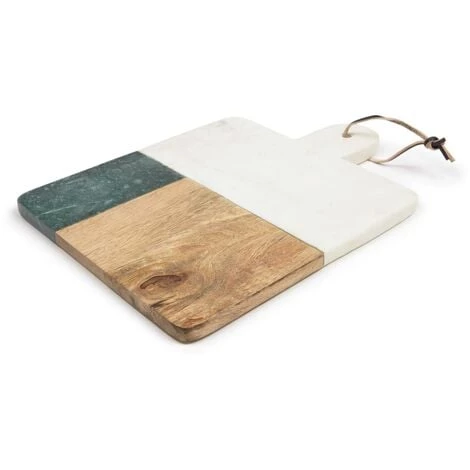 Kave Home - Plateau Wilmina En Marbre Blanc Et Vert Et Bois - Multicolore 3 Kave Home - Plateau Wilmina En Marbre Blanc Et Vert Et Bois - Multicolore