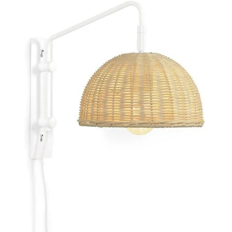 Kave Home - Applique Damila En Métal Peint Blanc Et Rotin Finition Naturelle - Naturel 3 Kave Home - Applique Damila En Métal Peint Blanc Et Rotin Finition Naturelle - Naturel