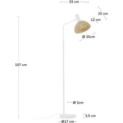 Kave Home - Lampadaire Damila En Métal Peint Blanc Et Rotin Finition Naturelle - Naturel -KAVE HOME Soldes 2022 51186568 3