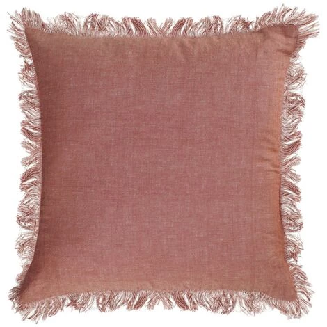 Kave Home - Housse De Coussin Abinadi En Coton Et Lin Avec Franges Terracotta 45 X 45cm - Rouge 3 Kave Home - Housse De Coussin Abinadi En Coton Et Lin Avec Franges Terracotta 45 X 45cm - Rouge