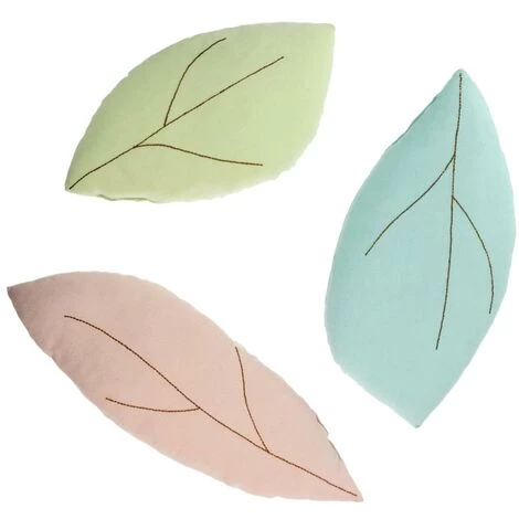 Kave Home - Lot De 3 Coussins Daney En Forme De Feuille 100% Coton Bio GOTS Rose, Vert Et Bleu - Multicolore 3 Kave Home - Lot De 3 Coussins Daney En Forme De Feuille 100% Coton Bio GOTS Rose, Vert Et Bleu - Multicolore