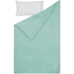 Kave Home - Parure Gaitana Drap,housse Couette,taies Oreiller 100% Coton Bio GOTS Turquoise 60 X 120cm - Turquoise