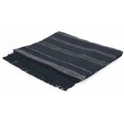 Kave Home - Plaid Adalgisa En Coton Recyclé à Rayures Noir Et Blanc 130 X 170 Cm - Noir
