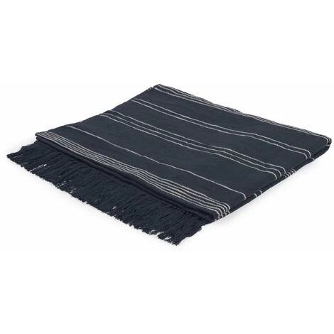 Kave Home - Plaid Adalgisa En Coton Recyclé à Rayures Noir Et Blanc 130 X 170 Cm - Noir 3 Kave Home - Plaid Adalgisa En Coton Recyclé à Rayures Noir Et Blanc 130 X 170 Cm - Noir