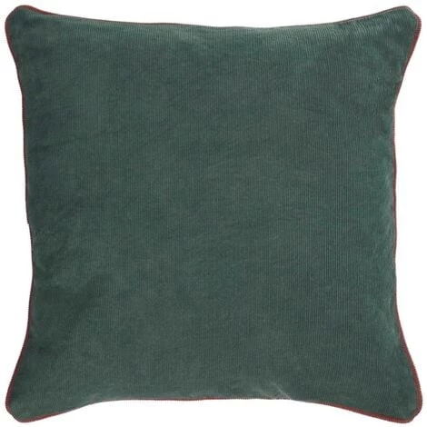 Kave Home - Housse De Coussin Kelaia 100 % Coton Velours Côtelé Vert Et Bord Orange 45 X 45 Cm 3 Kave Home - Housse De Coussin Kelaia 100 % Coton Velours Côtelé Vert Et Bord Orange 45 X 45 Cm