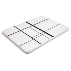 Kave Home - Plateau Tahina En Marbre Blanc à Rayures Noires - Blanc