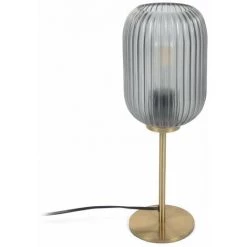 Kave Home - Lampe De Table Hestia En Métal Finition Laiton Et Verre Gris - Doré