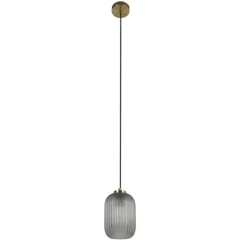 Kave Home - Suspension Hestia En Métal Finition Laiton Et Verre Gris - Doré 3 Kave Home - Suspension Hestia En Métal Finition Laiton Et Verre Gris - Doré