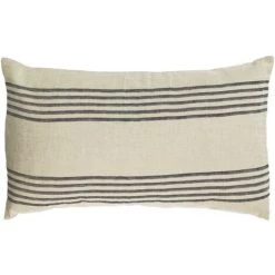 Kave Home - Housse De Coussin Ernestina 100% Lin à Rayures Noir 30 X 50 Cm - Beige