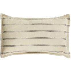 Kave Home - Housse De Coussin Emeli 100% Lin à Rayures Noir 30 X 50 Cm - Beige