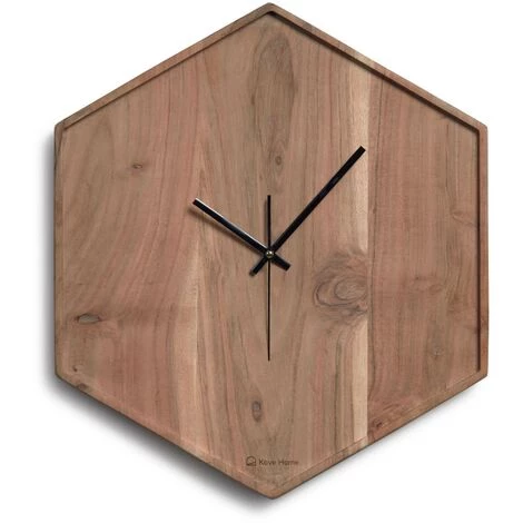 Kave Home - Horloge Murale Hexagonale Zakie En Bois Massif D'acacia Finition Naturelle 35,5 X 40,5 Cm - Naturel 4 Kave Home - Horloge Murale Hexagonale Zakie En Bois Massif D'acacia Finition Naturelle 35,5 X 40,5 Cm - Naturel – Image 2