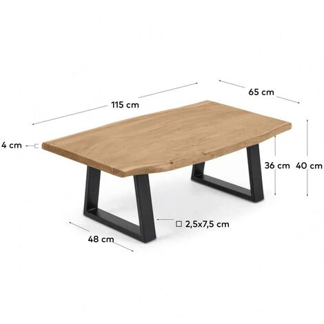 Kave Home - Table Basse Alaia En Bois Massif D'acacia Finition Naturelle 115 X 65 Cm - Naturel 5 Kave Home - Table Basse Alaia En Bois Massif D'acacia Finition Naturelle 115 X 65 Cm - Naturel – Image 3