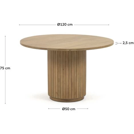 Kave Home - Table Ronde Licia En Bois Massif De Manguier Finition Naturelle Ø 120cm - Naturel 5 Kave Home - Table Ronde Licia En Bois Massif De Manguier Finition Naturelle Ø 120cm - Naturel – Image 3