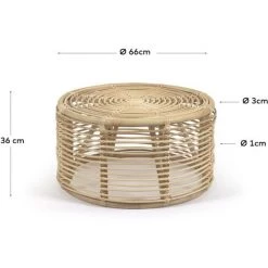 Kave Home - Table Basse Kohana Ronde En Rotin Finition Naturelle Ø 66 Cm - Naturel -KAVE HOME Soldes 2022 51252224 3
