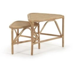Kave Home - Lot Queenie 2 Tables Gigognes En Rotin Finition Naturelle 65 X 53 Cm Et 50 X 42 Cm - Naturel