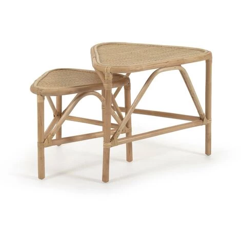 Kave Home - Lot Queenie 2 Tables Gigognes En Rotin Finition Naturelle 65 X 53 Cm Et 50 X 42 Cm - Naturel 3 Kave Home - Lot Queenie 2 Tables Gigognes En Rotin Finition Naturelle 65 X 53 Cm Et 50 X 42 Cm - Naturel