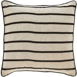 Kave Home - Housse De Coussin Sagira 45 X 45 Cm Rayures Noir - Beige