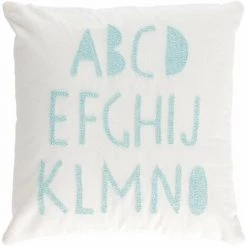 Kave Home - Housse De Coussin Keila 100 % Coton Blanc Alphabet Bleu 45 X 45 Cm - Blanc