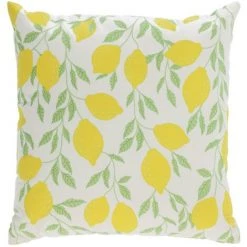 Kave Home - Housse De Coussin Etel 100% Coton Citrons Jaunes Et Feuilles Vertes 45 X 45cm - Jaune