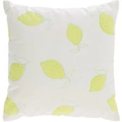 Kave Home - Housse De Coussin Etel 100% Coton Citrons Jaune Et Blanc 45 X 45cm - Blanc