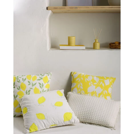 Kave Home - Housse De Coussin Etel 100% Coton Citrons Blanc Et Jaune 45 X 45cm - Jaune 4 Kave Home - Housse De Coussin Etel 100% Coton Citrons Blanc Et Jaune 45 X 45cm - Jaune – Image 2