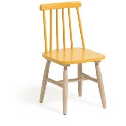 Kave Home - Chaise Enfant Tressia Bois D'hévéa Massif Avec Finition Jaune Et Naturelle - Moutarde