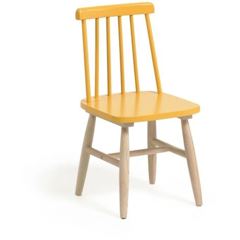 Kave Home - Chaise Enfant Tressia Bois D'hévéa Massif Avec Finition Jaune Et Naturelle - Moutarde 3 Kave Home - Chaise Enfant Tressia Bois D'hévéa Massif Avec Finition Jaune Et Naturelle - Moutarde