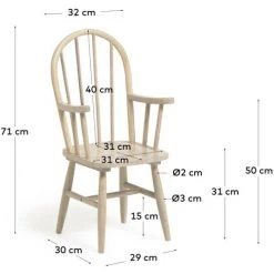 Kave Home - Chaise Enfant Daisa Bois D'hévéa Massif - Naturel -KAVE HOME Soldes 2022 52535299 5