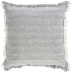 Kave Home - Housse De Coussin Devi à Franges Beiges Et Bleues 45 X 45 Cm - Bleu