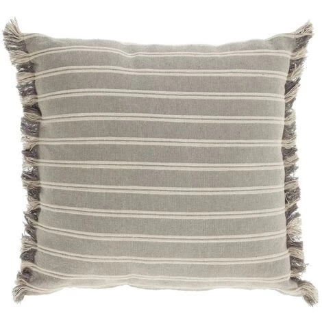 Kave Home - Housse De Coussin Sweeney 100% Coton Rayures Blanc Et Gris 45 X 45 Cm - Gris 3 Kave Home - Housse De Coussin Sweeney 100% Coton Rayures Blanc Et Gris 45 X 45 Cm - Gris