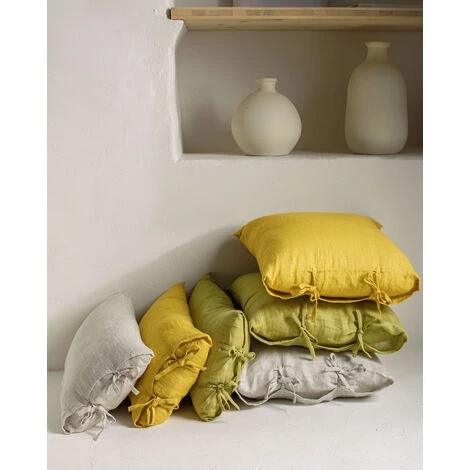 Kave Home - Housse De Coussin Tazu 100% Lin Moutarde 45 X 45 Cm - Moutarde 4 Kave Home - Housse De Coussin Tazu 100% Lin Moutarde 45 X 45 Cm - Moutarde – Image 2