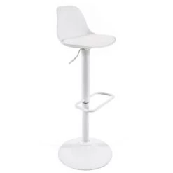 Kave Home - Tabouret Orlando - T En Polyuréthane Blanc Et Acier Blanc Mat 60-82 Cm - Blanc