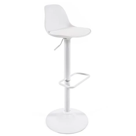 Kave Home - Tabouret Orlando - T En Polyuréthane Blanc Et Acier Blanc Mat 60-82 Cm - Blanc 3 Kave Home - Tabouret Orlando - T En Polyuréthane Blanc Et Acier Blanc Mat 60-82 Cm - Blanc