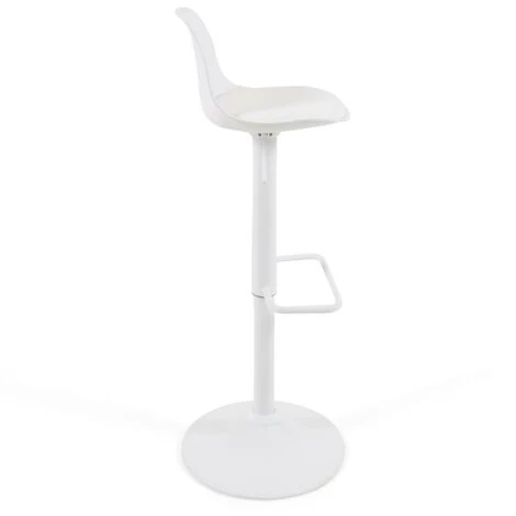 Kave Home - Tabouret Orlando - T En Polyuréthane Blanc Et Acier Blanc Mat 60-82 Cm - Blanc 4 Kave Home - Tabouret Orlando - T En Polyuréthane Blanc Et Acier Blanc Mat 60-82 Cm - Blanc – Image 2
