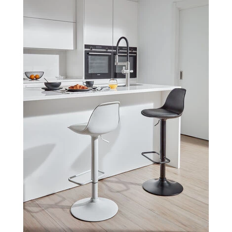 Kave Home - Tabouret Orlando - T En Polyuréthane Blanc Et Acier Blanc Mat 60-82 Cm - Blanc 6 Kave Home - Tabouret Orlando - T En Polyuréthane Blanc Et Acier Blanc Mat 60-82 Cm - Blanc – Image 4