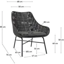 Kave Home - Fauteuil Abeli En Corde Noir - Noir 11 Kave Home - Fauteuil Abeli En Corde Noir - Noir -KAVE HOME Soldes 2022 52753203 5