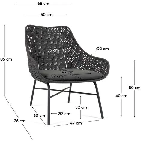 Kave Home - Fauteuil Abeli En Corde Noir - Noir 7 Kave Home - Fauteuil Abeli En Corde Noir - Noir – Image 5