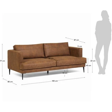 Kave Home - Canapé Tanya 2 Places Rembourré Marron Clair 183 Cm - Marron 7 Kave Home - Canapé Tanya 2 Places Rembourré Marron Clair 183 Cm - Marron – Image 5