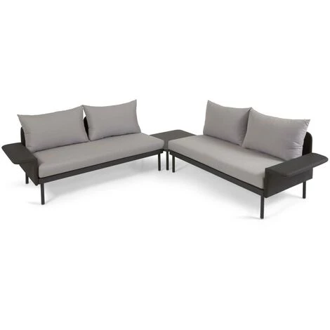 Kave Home - Salon De Jardin Zaltana Avec Canapé Dangle Et Table En Aluminium Noir Mat 164 Cm - Noir 3 Kave Home - Salon De Jardin Zaltana Avec Canapé Dangle Et Table En Aluminium Noir Mat 164 Cm - Noir