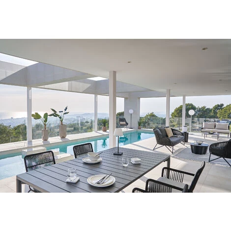 Kave Home - Salon De Jardin Zaltana Avec Canapé Dangle Et Table En Aluminium Noir Mat 164 Cm - Noir 6 Kave Home - Salon De Jardin Zaltana Avec Canapé Dangle Et Table En Aluminium Noir Mat 164 Cm - Noir – Image 4