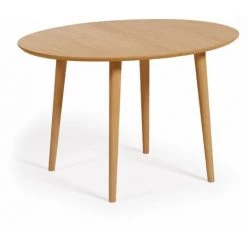 Kave Home - Table Extensible Oqui Ovale Placage De Chêne Et Pieds En Bois Massif Ø 120 (200) X 90 Cm - Naturel