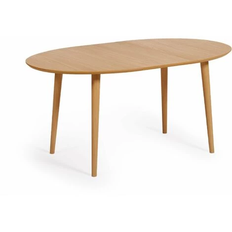Kave Home - Table Extensible Oqui Ovale Placage De Chêne Et Pieds En Bois Massif Ø 120 (200) X 90 Cm - Naturel 5 Kave Home - Table Extensible Oqui Ovale Placage De Chêne Et Pieds En Bois Massif Ø 120 (200) X 90 Cm - Naturel – Image 3