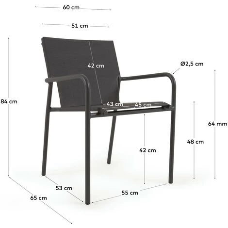 Kave Home - Chaise De Jardin Zaltana En Aluminium Avec Finition Peinture Noire Mate - Noir 7 Kave Home - Chaise De Jardin Zaltana En Aluminium Avec Finition Peinture Noire Mate - Noir – Image 5