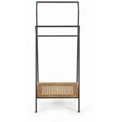 Kave Home - Porte-serviettes Taciana En Bois De Teck Massif Et Métal Finition Noire 35 X 80 Cm - Naturel -KAVE HOME Soldes 2022 55292504 3